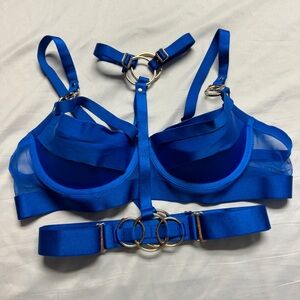 Honey Birdette Arliah Electric Blue Bra 36D + Harness